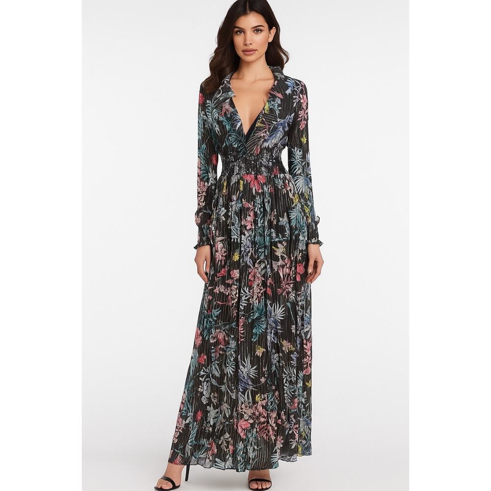 Rococo Sand Metallic Moonlight Maxi Dress Dark Romantic Whimsy Boho Size Medium